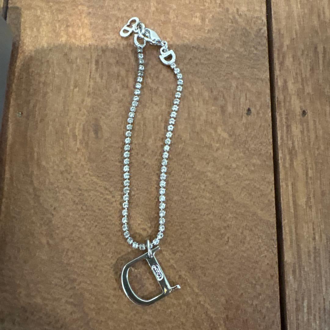 【未使用品】Dior Dロゴ ストーン ブレスレット シルバーカラー　保証書付