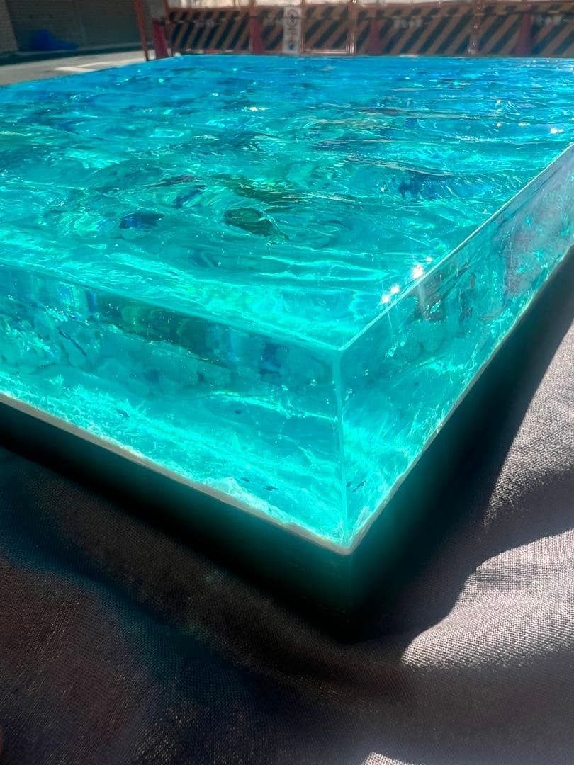 【波紋アート】Real Ocean／立体オブジェ／30cmプリズム×6cm