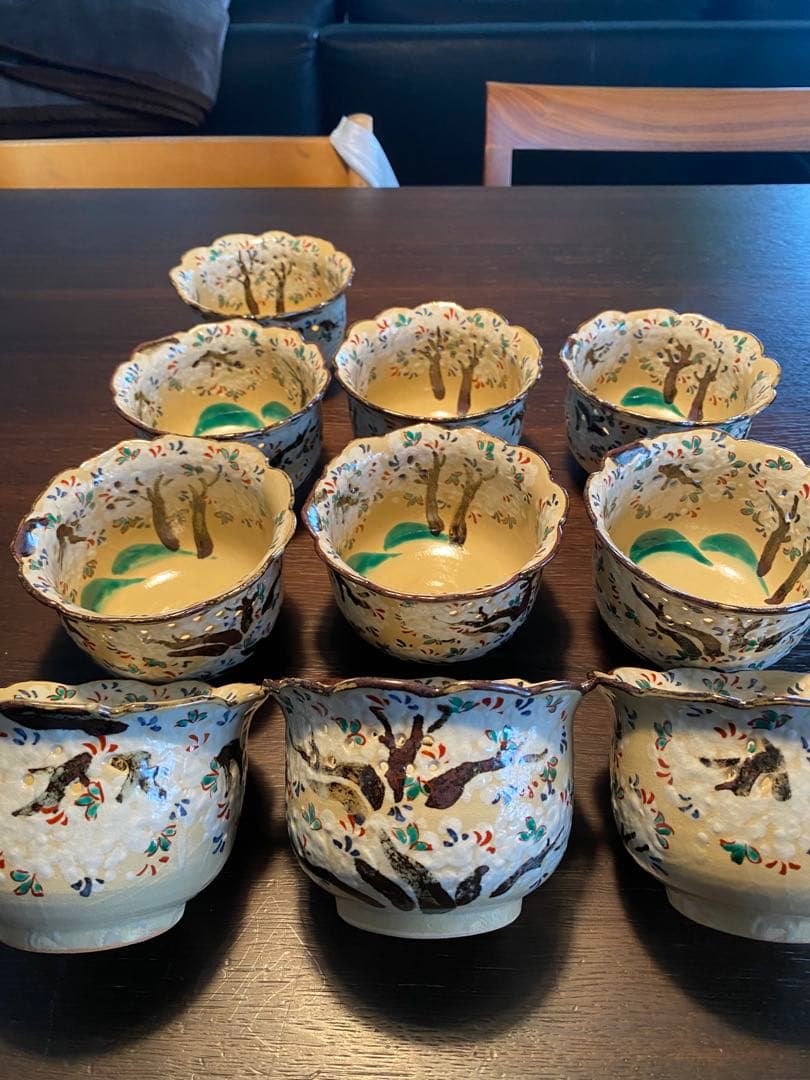 京焼　乾山写吉野桜向付9客 (お造り・先付け)の器