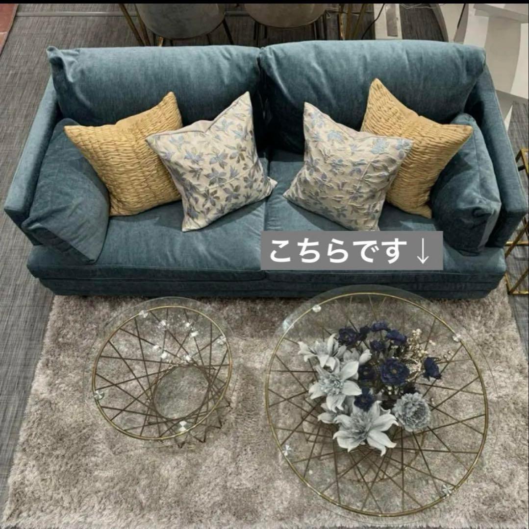 即発❣️マーリア コーヒーテーブル クリア×ゴールド（φ800）