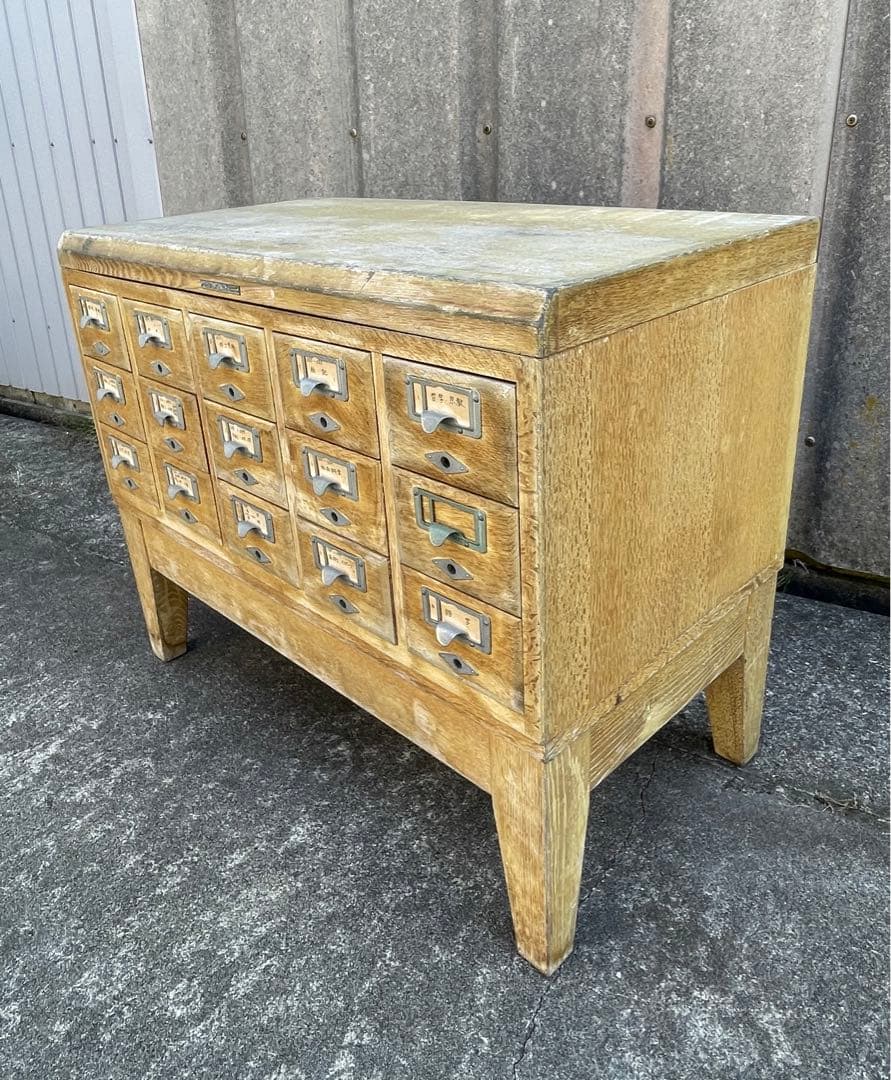 ビンテージ/当時物/学校/図書館/収納棚/棚/カードケース/小引き出し/店舗什器