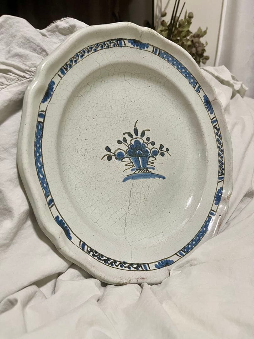 美品フランスアンティーク　キュノワール大皿　Cul Noir クレイユモントロー