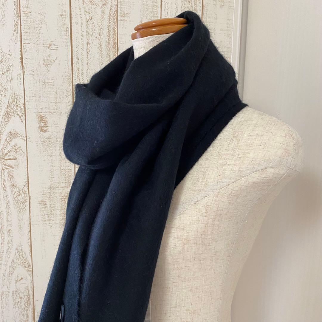 【新品未使用】ランバンコレクション カシミヤ/100% ブラック 大判マフラー