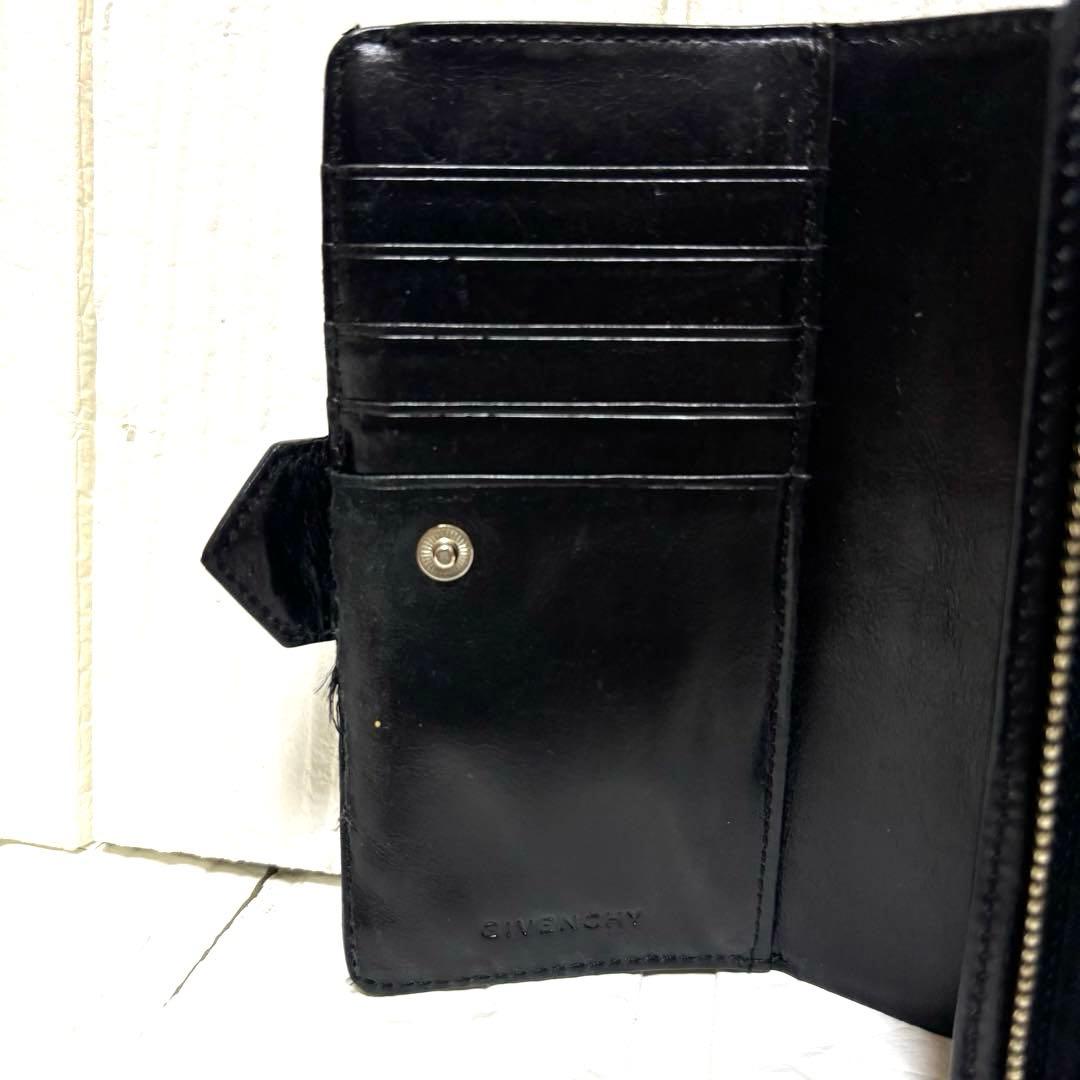 希少 ジバンシー メタル ビッグ ロゴ レザー 二つ折り 財布 黒 ヴィンテージ