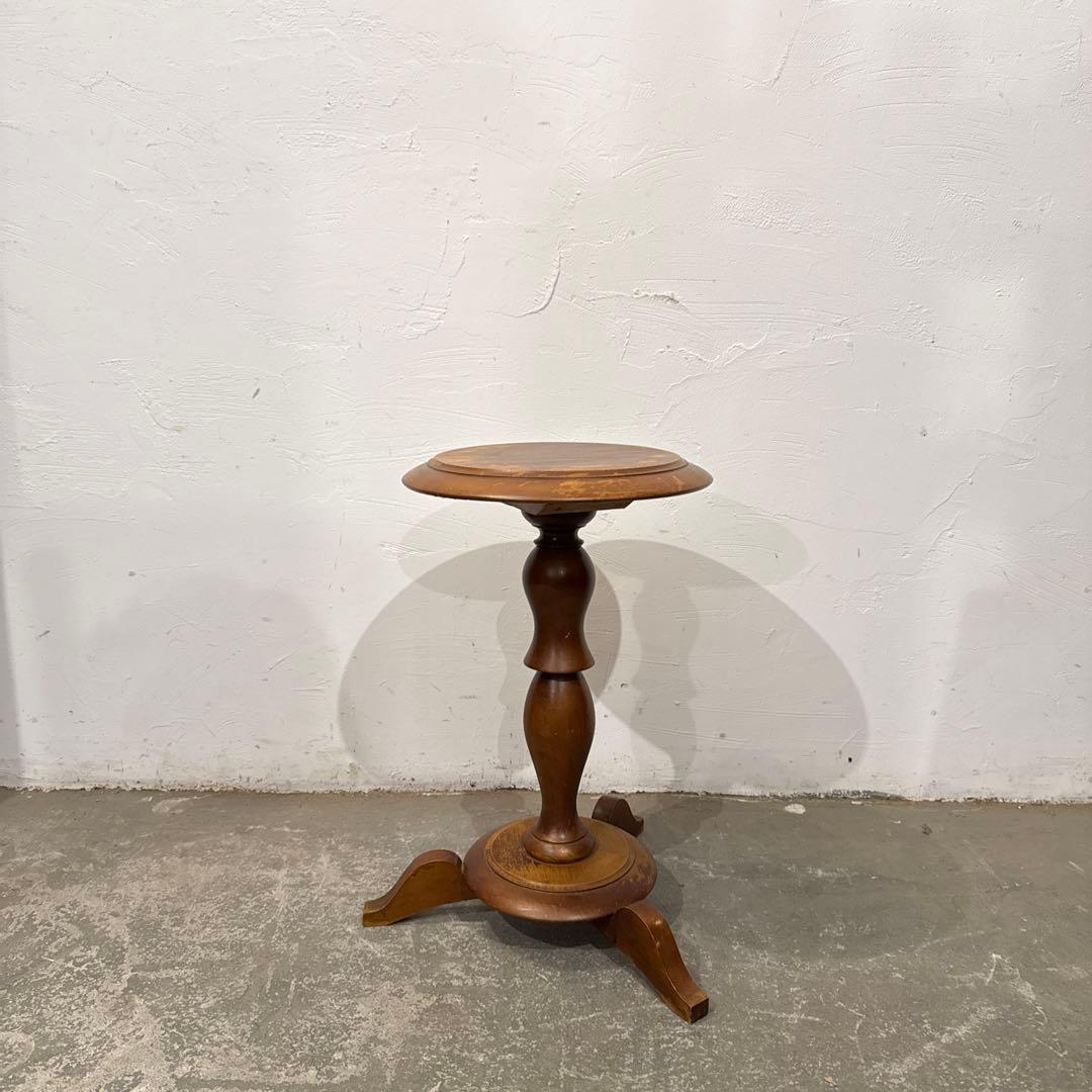 ヴィンテージ 木製サイドテーブル　ラウンドテーブル　花台