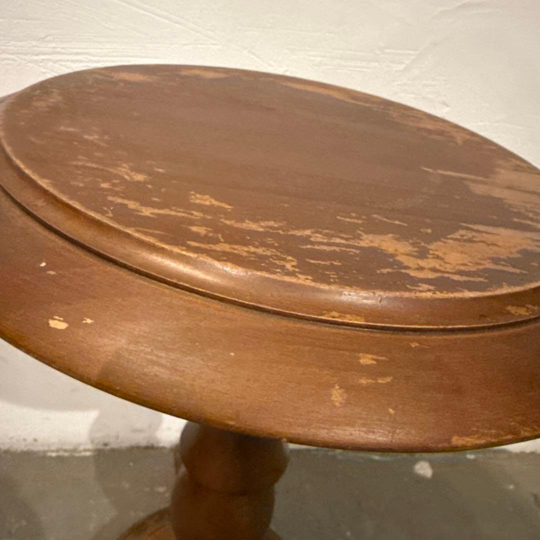 ヴィンテージ 木製サイドテーブル　ラウンドテーブル　花台