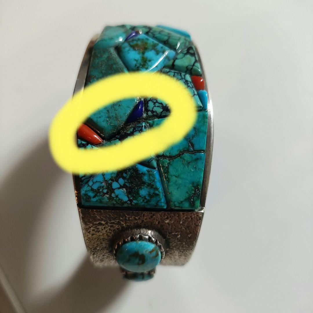 ナバホ族　Lester James　レスタージェームス　ターコイズバングル