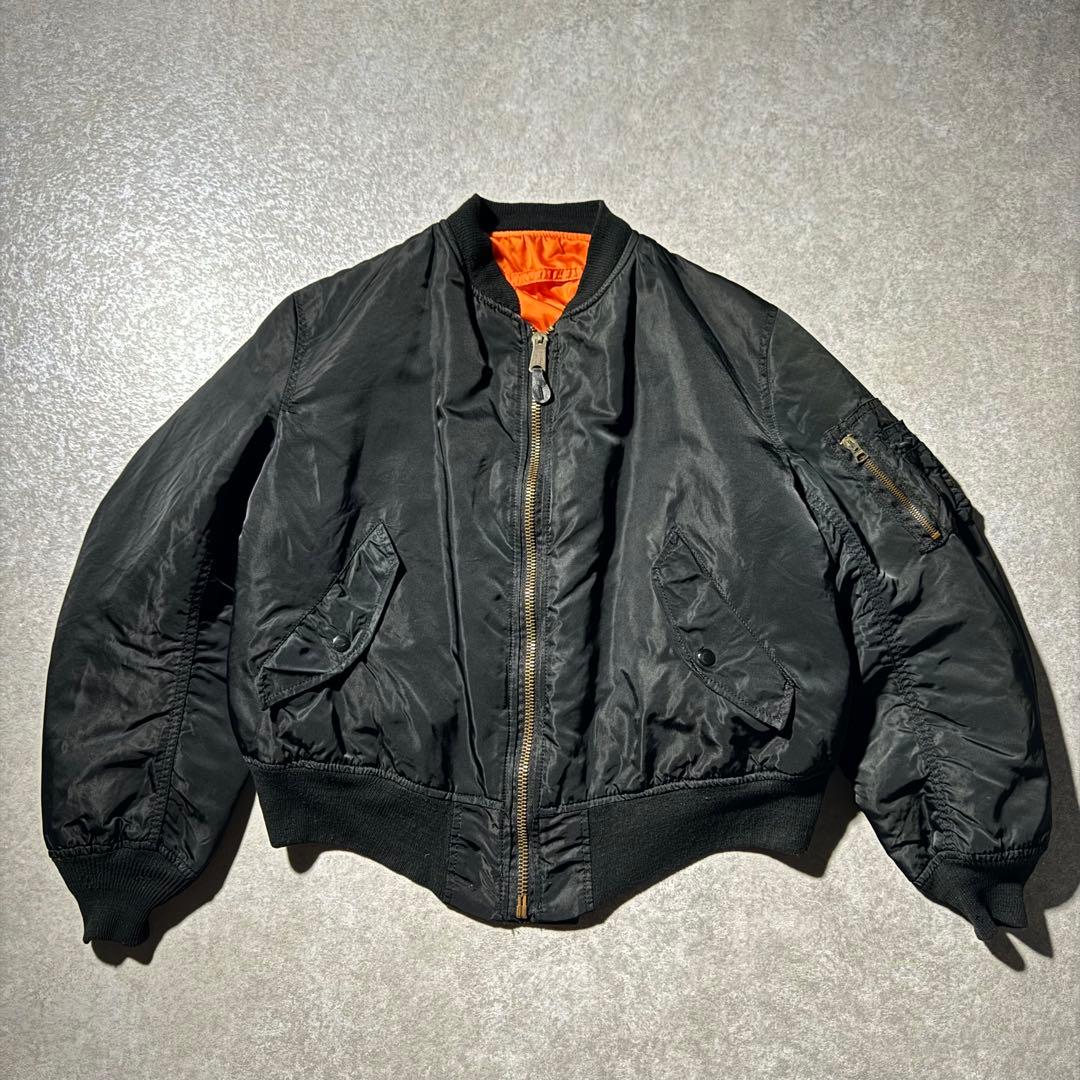 90s USA製 ALPHA MA-1 MA1 black Ｌ