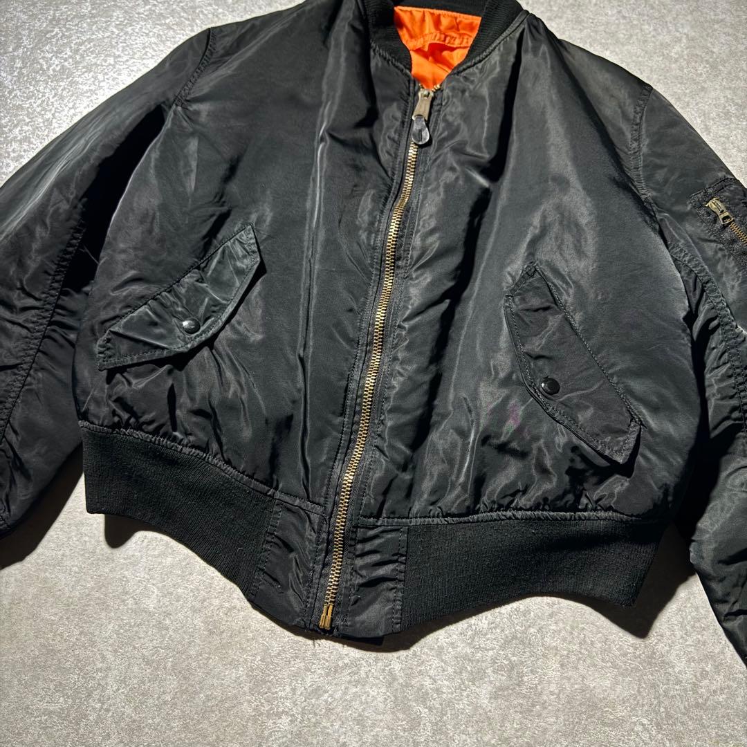 90s USA製 ALPHA MA-1 MA1 black Ｌ