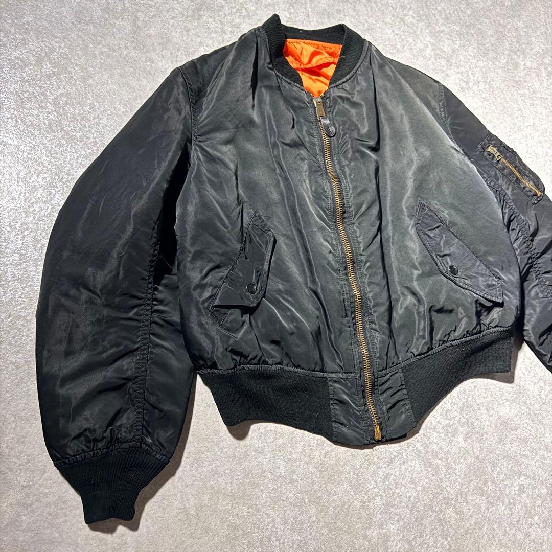 90s USA製 ALPHA MA-1 MA1 black Ｌ