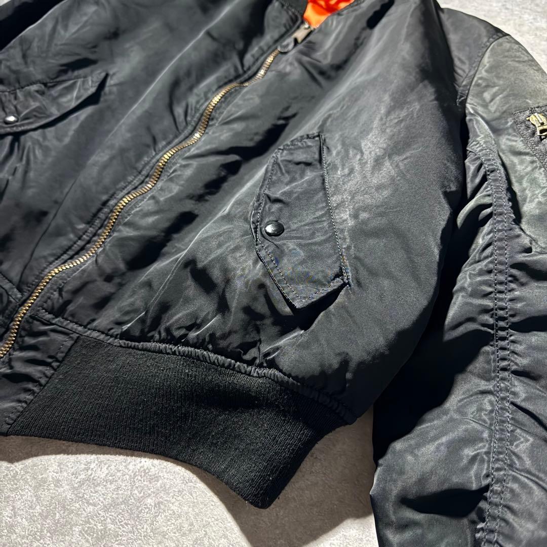 90s USA製 ALPHA MA-1 MA1 black Ｌ