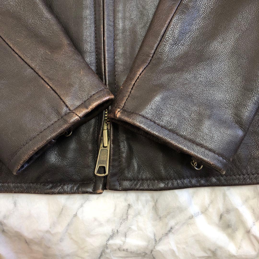 AVIREXアヴィレックス　レザージャケット　シングル　ライダース　ブラウン　L