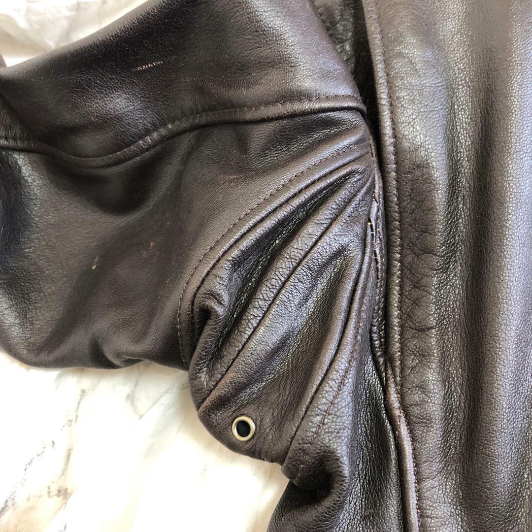 AVIREXアヴィレックス　レザージャケット　シングル　ライダース　ブラウン　L