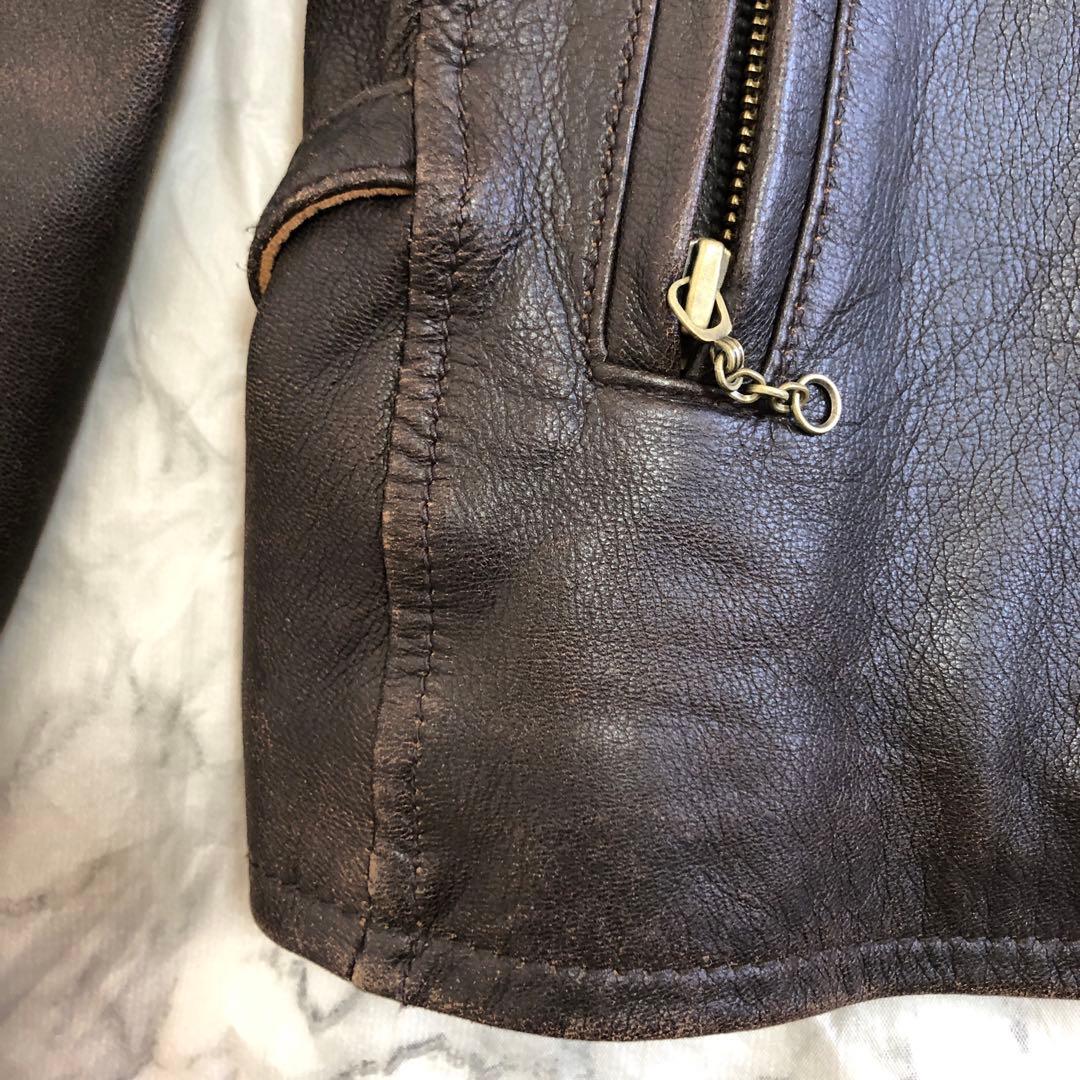 AVIREXアヴィレックス　レザージャケット　シングル　ライダース　ブラウン　L