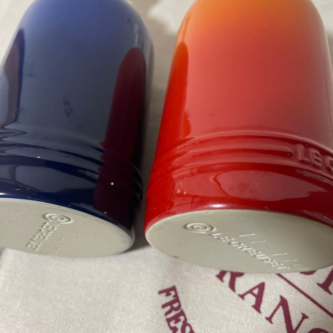 4点セット ルクルーゼ ソープディスペンサー 新品シルバーノズル2本付 黄 青