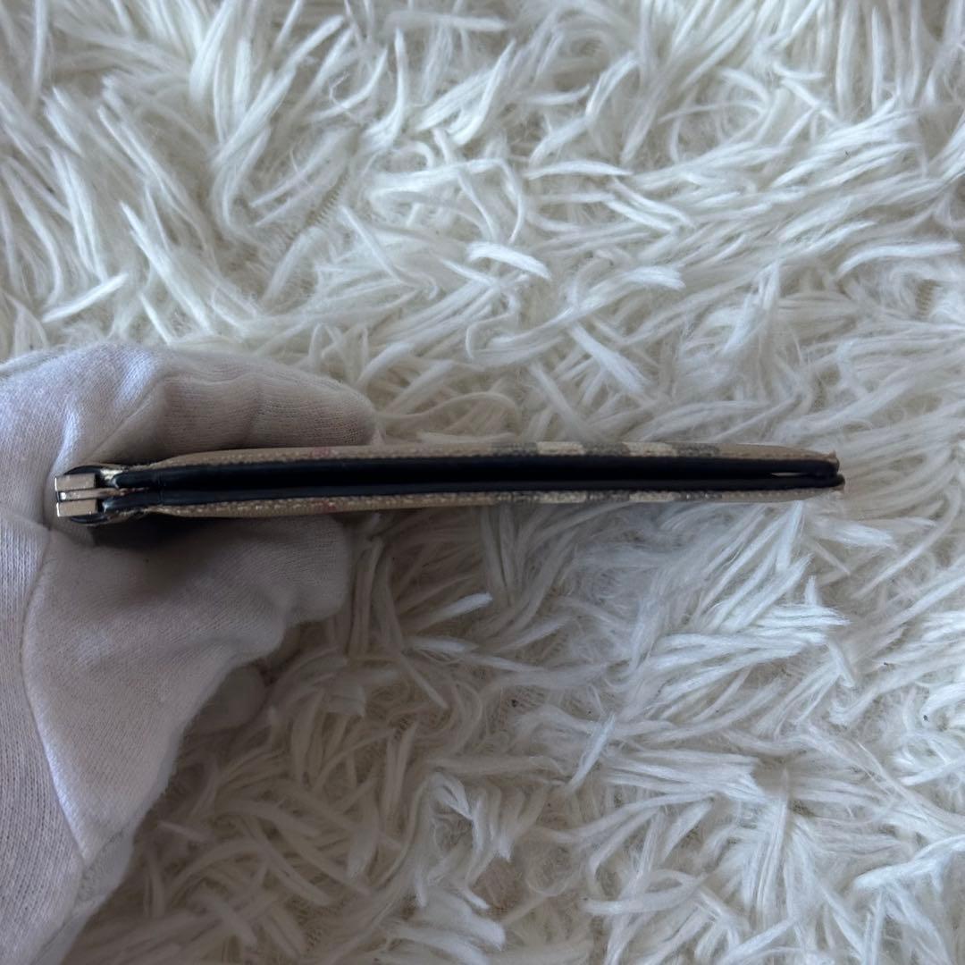 バーバリー マネークリップ ノバチェック 二つ折り財布 PVC レザー ベージュ