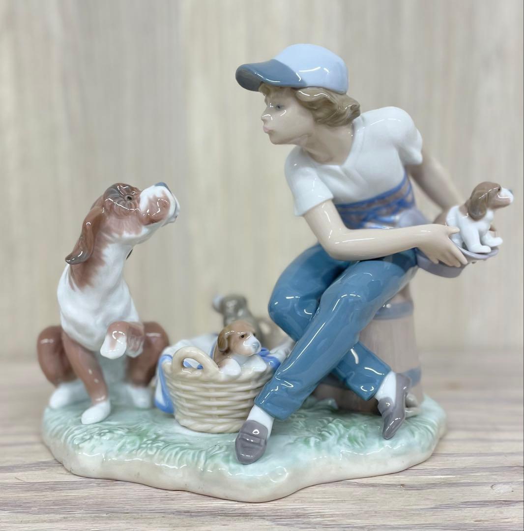 LLADRO　リヤドロ　彩色磁器人形　「この子はぼくの」少年と犬