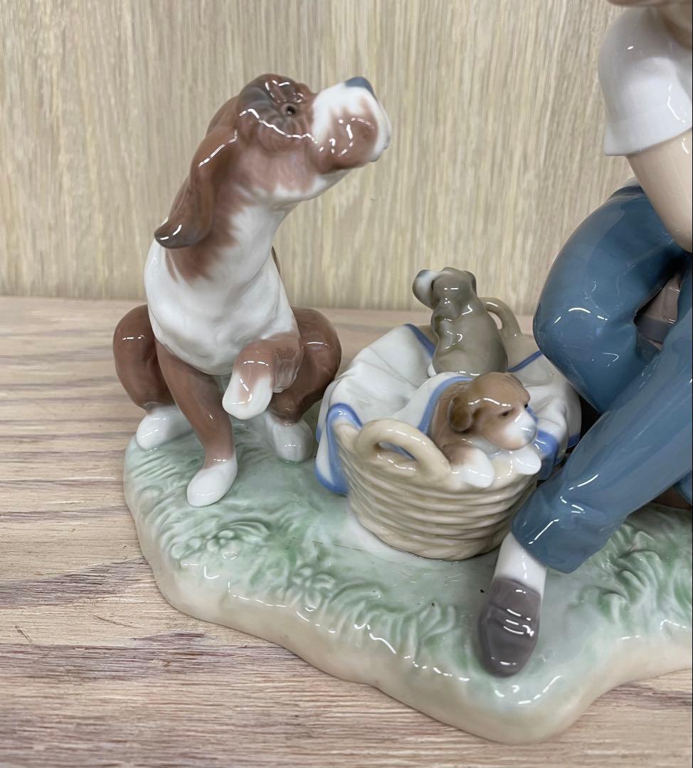 LLADRO　リヤドロ　彩色磁器人形　「この子はぼくの」少年と犬