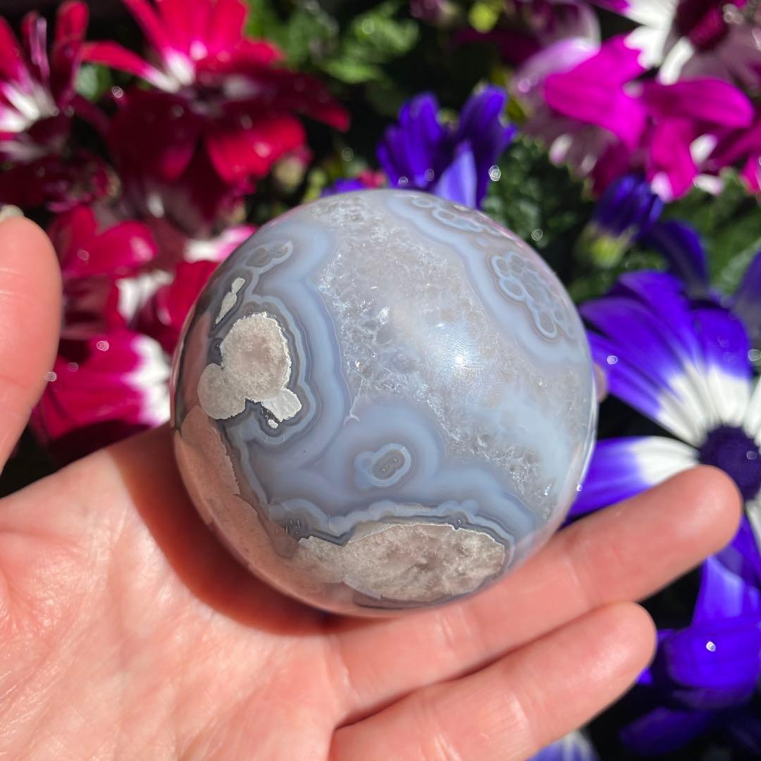 ハイクオリティ ブラックフラワーアゲート スフィア 大輪の桜 夜桜瑪瑙