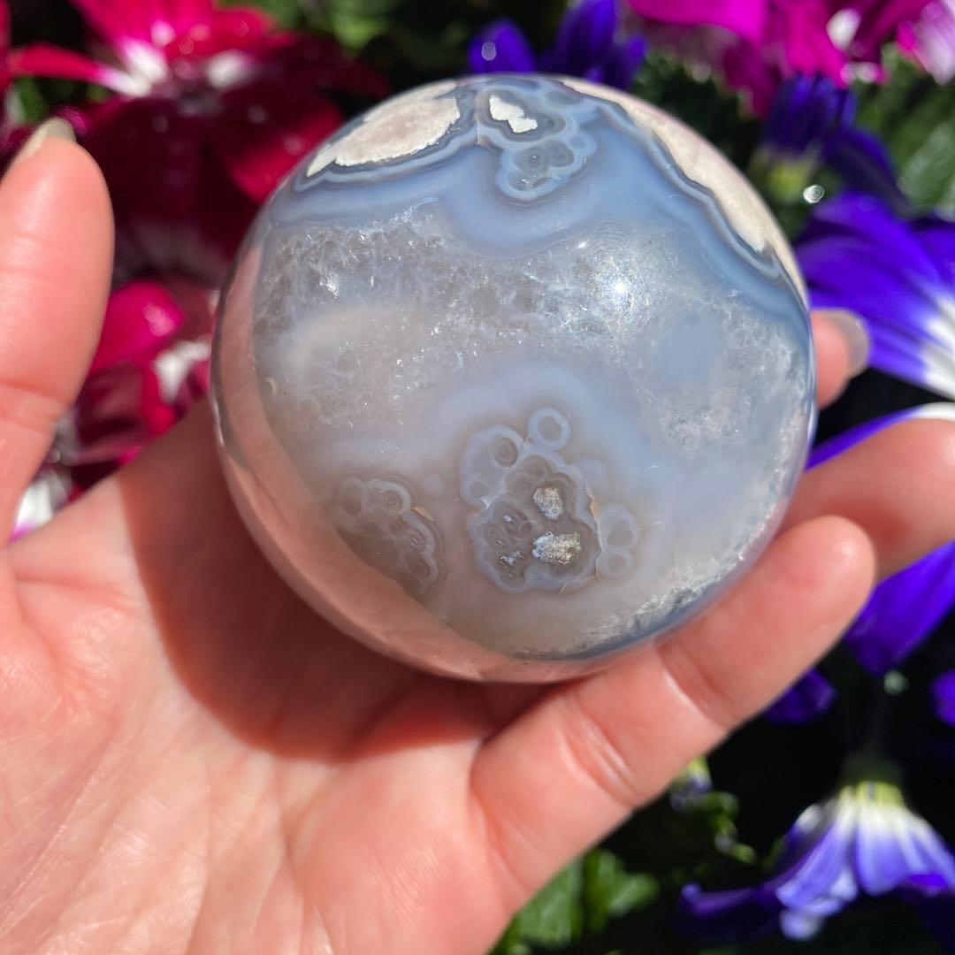 ハイクオリティ ブラックフラワーアゲート スフィア 大輪の桜 夜桜瑪瑙