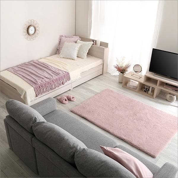 セミダブル ベッドフレーム 大人かわいい 棚付き コンセント付き チェストベッド