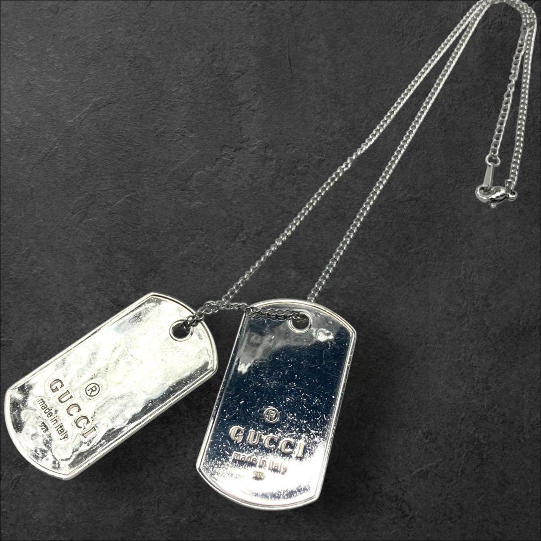 GUCCI 925 ドッグタグ ペンダント シルバー チェーン付 301