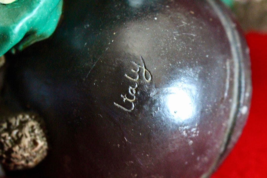 イタリア雑貨・ピエロコレクション【お茶目なピエロ　大サイズ　黄・緑ドット】