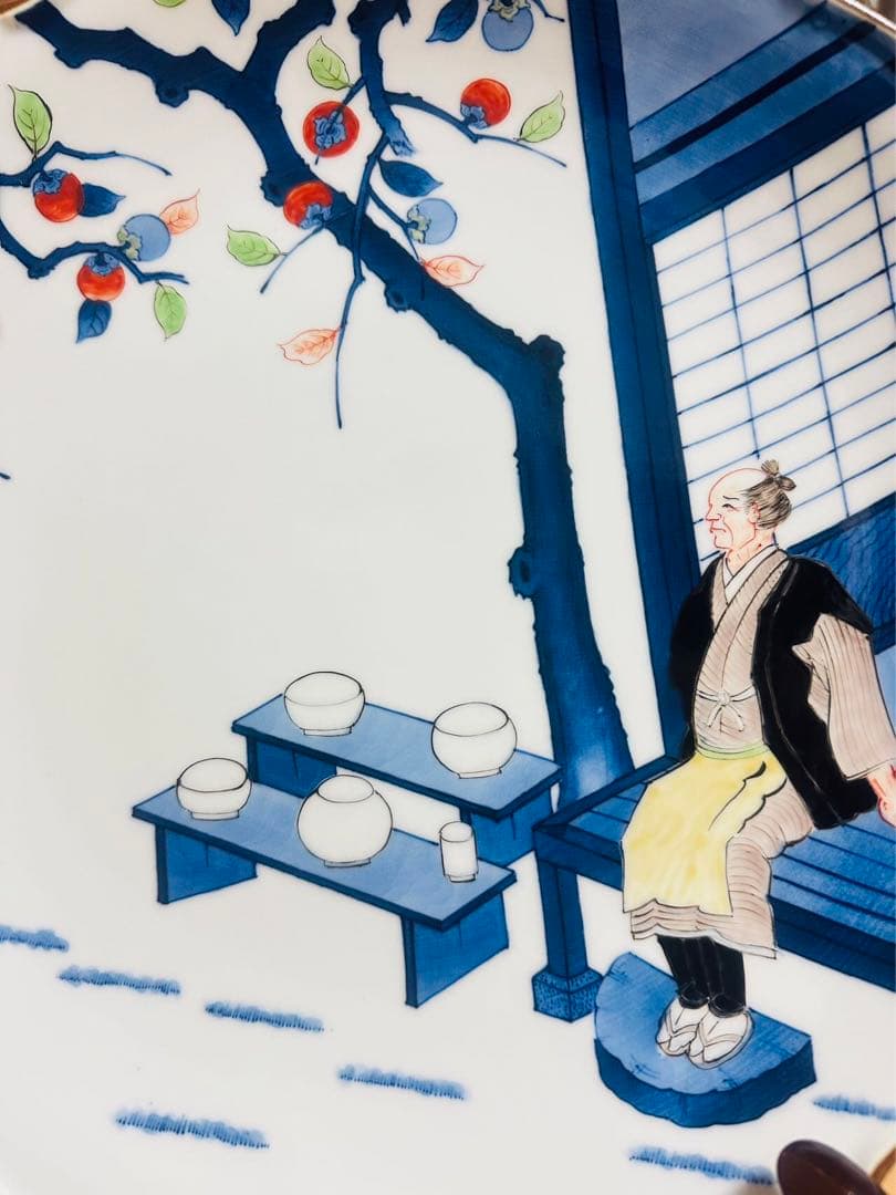 十三代酒井田柿右衛門 染錦 初代の画 額皿 直径約37cm共箱 極上品