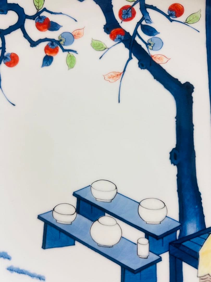 十三代酒井田柿右衛門 染錦 初代の画 額皿 直径約37cm共箱 極上品