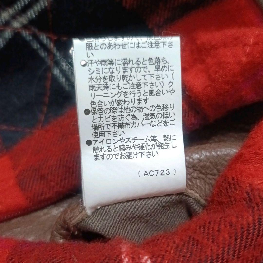 ✨BLUE WORK ラム 裏地チェック 立襟 riri シングルライダース