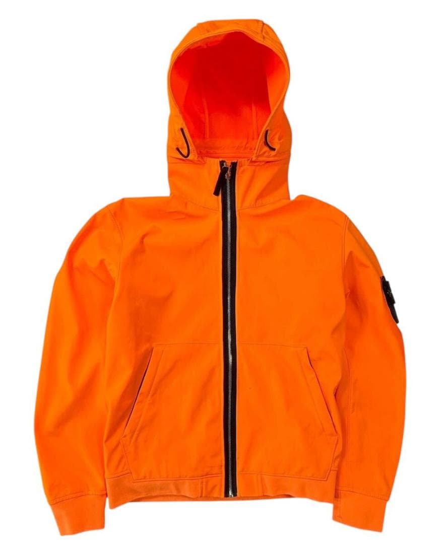 ストーンアイランド ソフトシェル ジップアップパーカー 蛍光オレンジ M