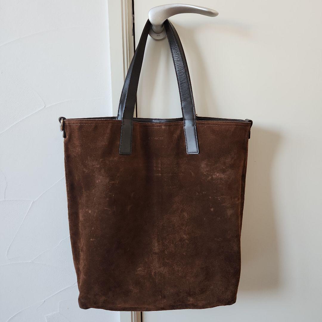 COACH/コーチ レザー×スエード リバーシブルトートバッグ ブラウン A4可