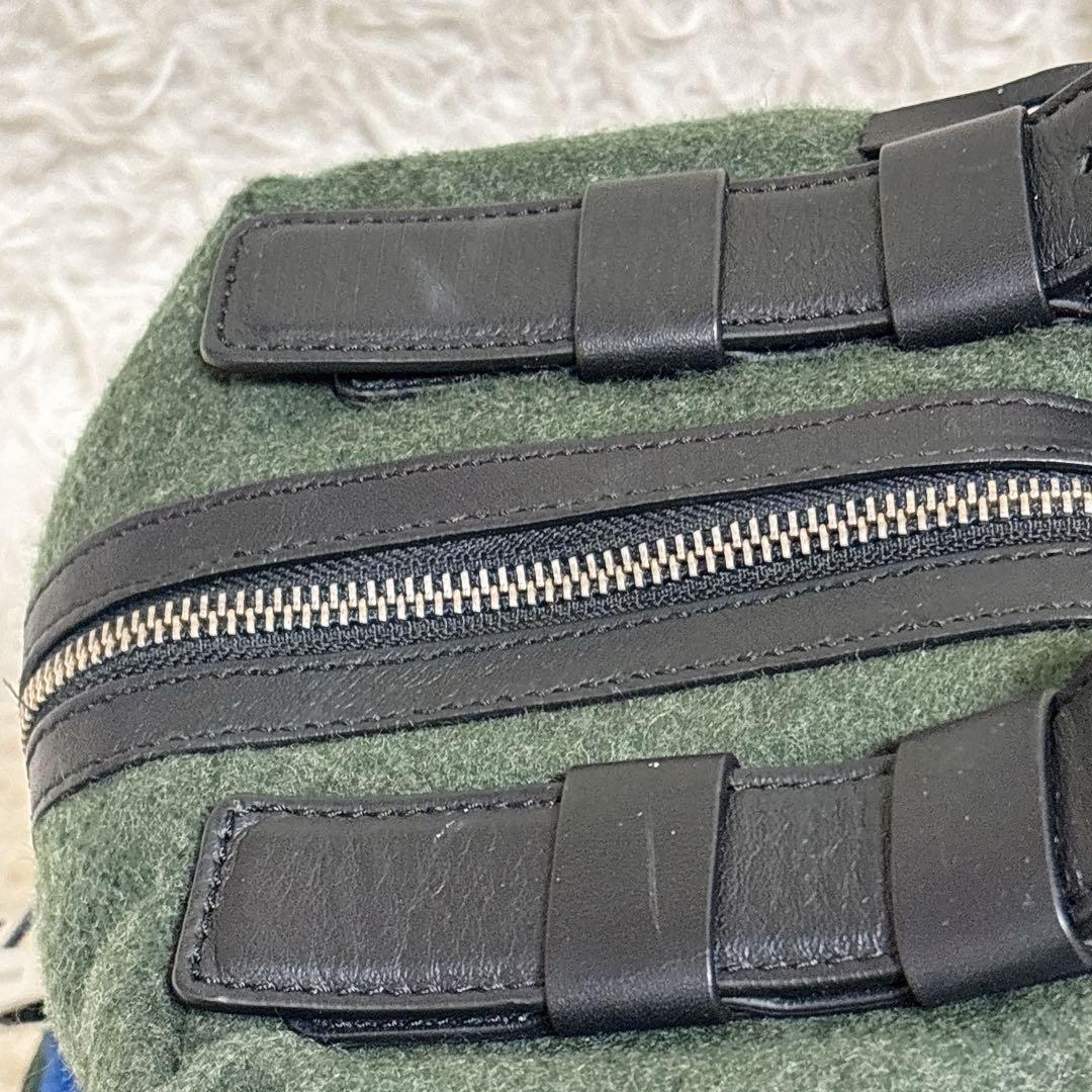 美品✨ エンポリオアルマーニ フェルト調トートバッグ 大容量 A4収納可 緑 青