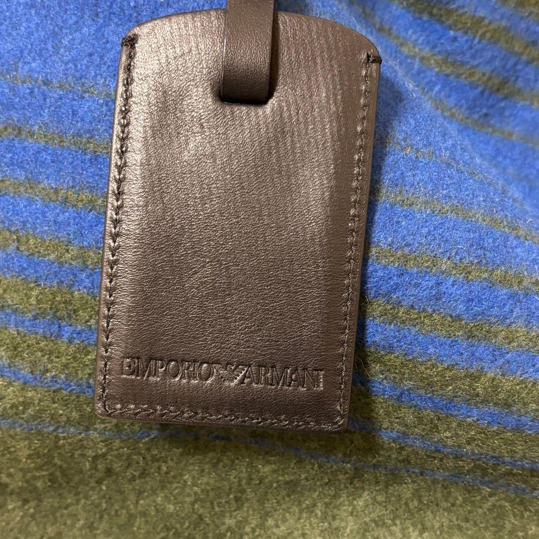 美品✨ エンポリオアルマーニ フェルト調トートバッグ 大容量 A4収納可 緑 青