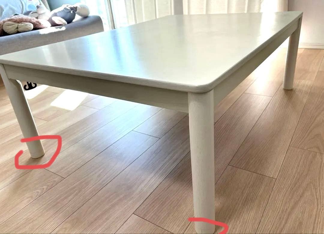 送料込 美品 長方形リビングこたつ　白