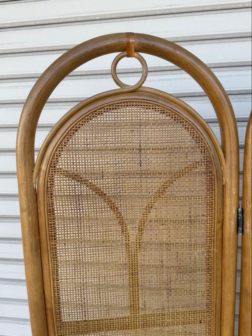 【送料込み】ラタン家具　パーテーション　4連　アーチ型　籐家具　ジャパンディ家具