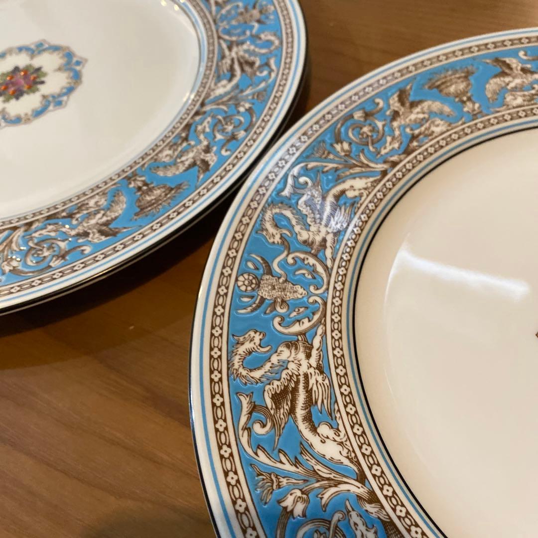 フロレンティーン　27㎝　大皿　ディナー　ターコイズ　黒壺 6枚