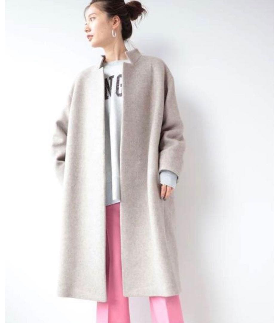 Plage MANTECOスタンドカラーコート　ベージュ 38