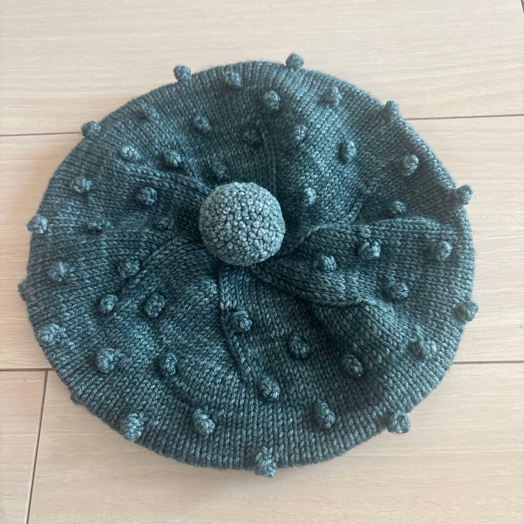 Misha & Puff ポンポン付きベレー帽 グリーン