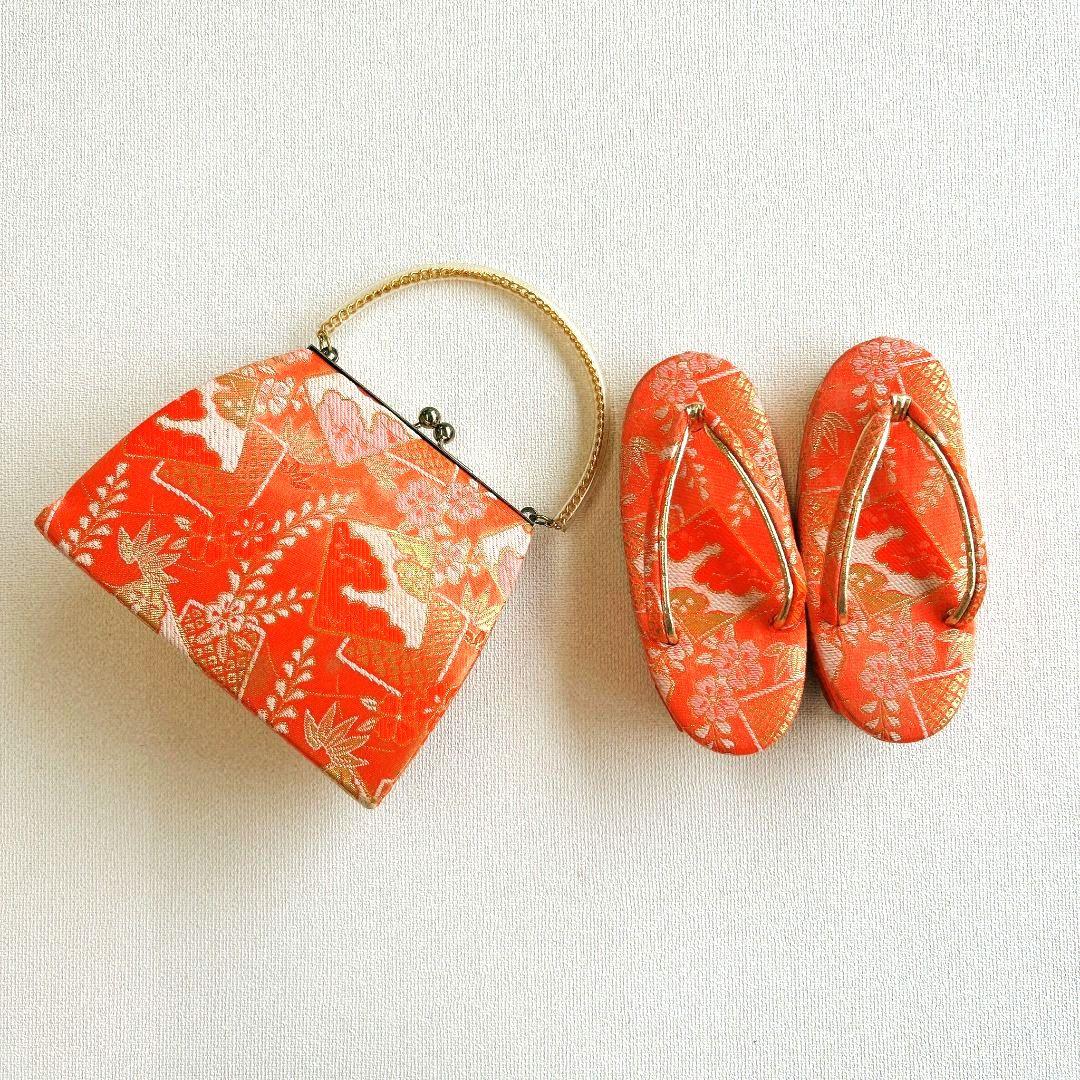 セット　七五三７歳女の子　着物＆帯＆袖無長襦袢＆小物　サーモンピンク　花御所車