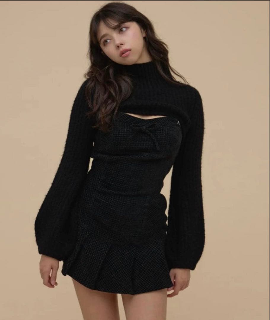 ワンピース andmary Twiggy tweed mini dress black