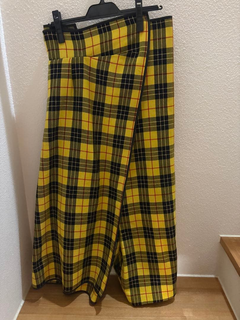 コムデギャルソン　タータンチェック　パンツ　イエロー