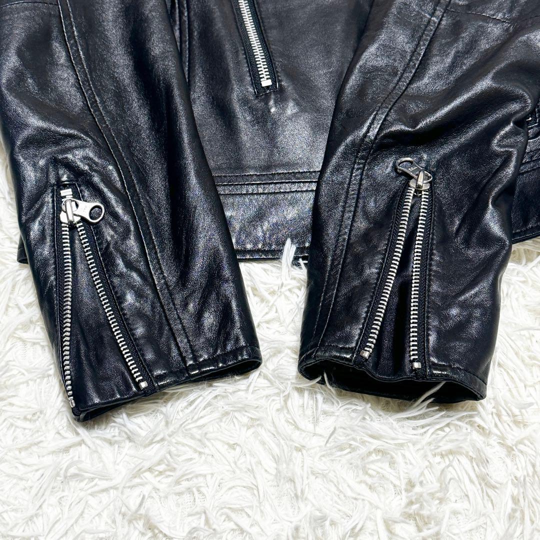 近年モデル ジェイダ ラムレザー ダブルライダースジャケット F 羊革 本革