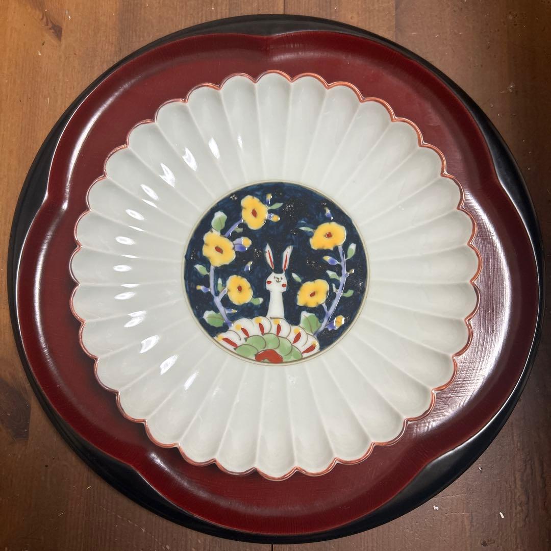 作家　陶芸作家　空萌工房 うさぎ 田口紀美子　菊割皿