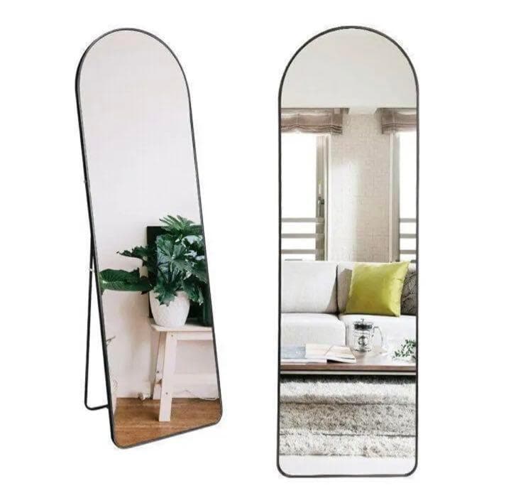 スタンドミラー アーチ型 シルバー 150cmx40cm 全身鏡 壁掛け 姿見