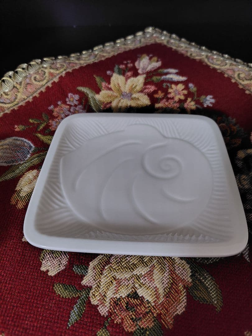 【招福・美品】白い風・深川製磁・貝文様・白皿・長方形5枚セット