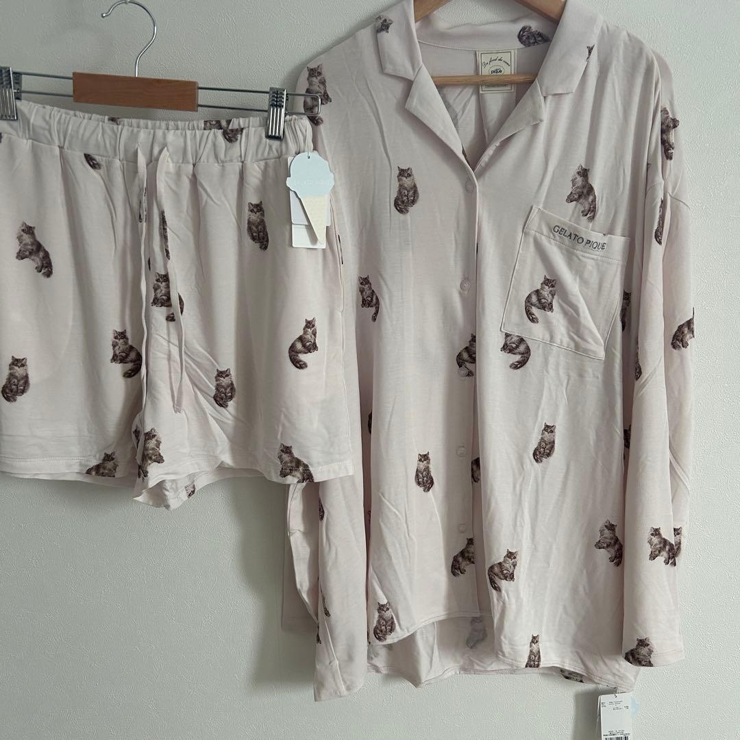 ジェラートピケ　猫　サイベリアン　ルームウェア セットアップ　cat
