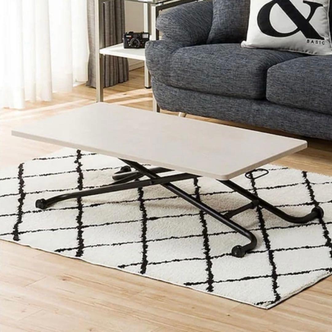 ニトリ昇降センターテーブル ホワイトウオッシュ 折りたたみ