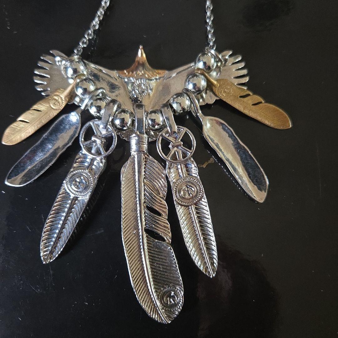 フェザーネックレス ヴィンテージ風 シルバー925 先金フェザー