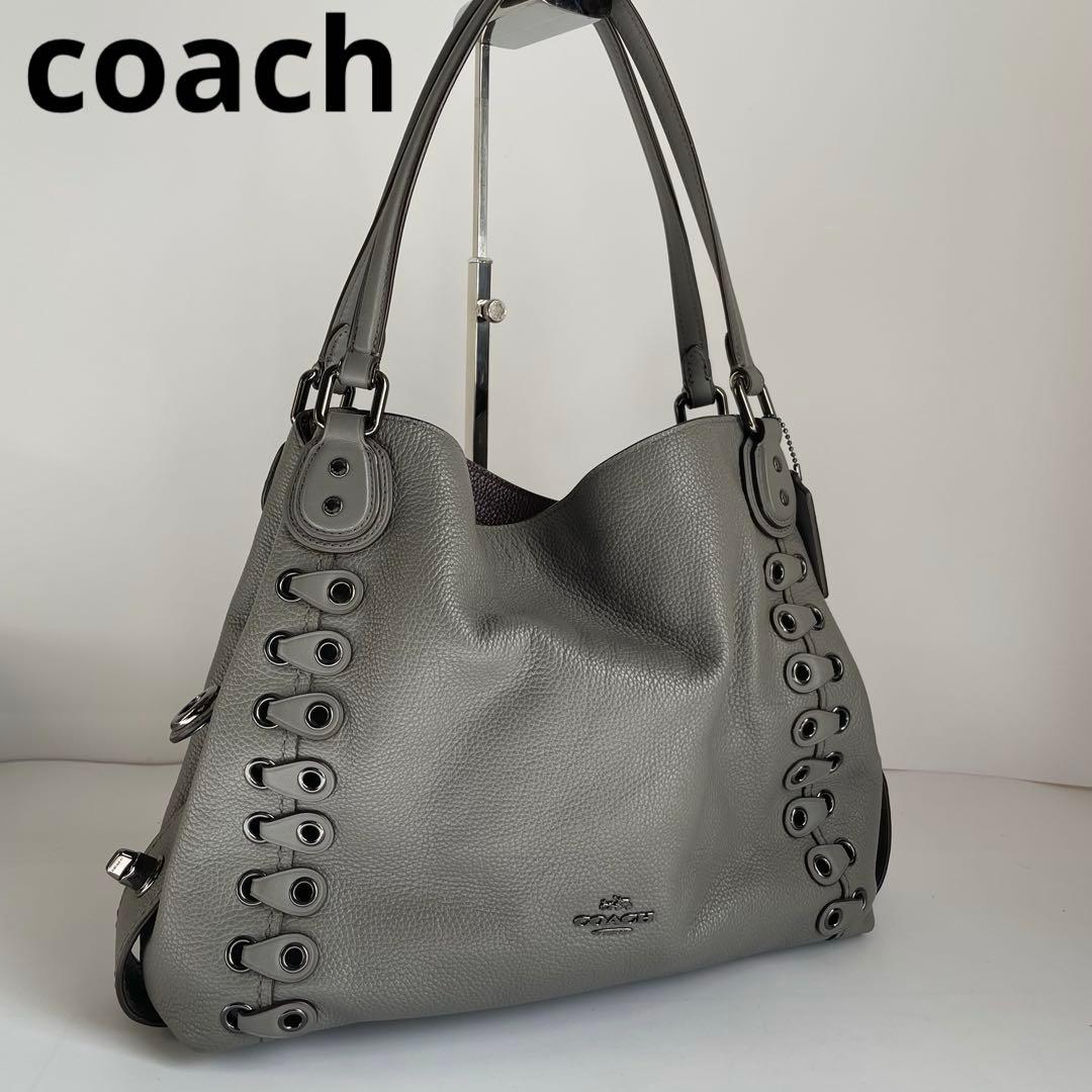 ✨未使用レベル✨　coach イーディー　トートバッグ　グレー　レザー